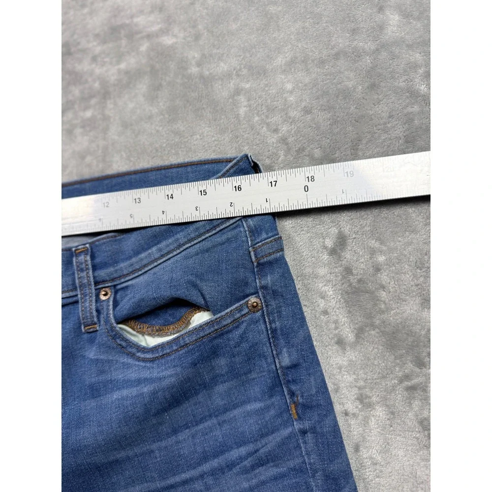 J.Crew Toothpick Jeans Womens Size 32 Distressed‎ Raw Hem Ripped Knee Blue